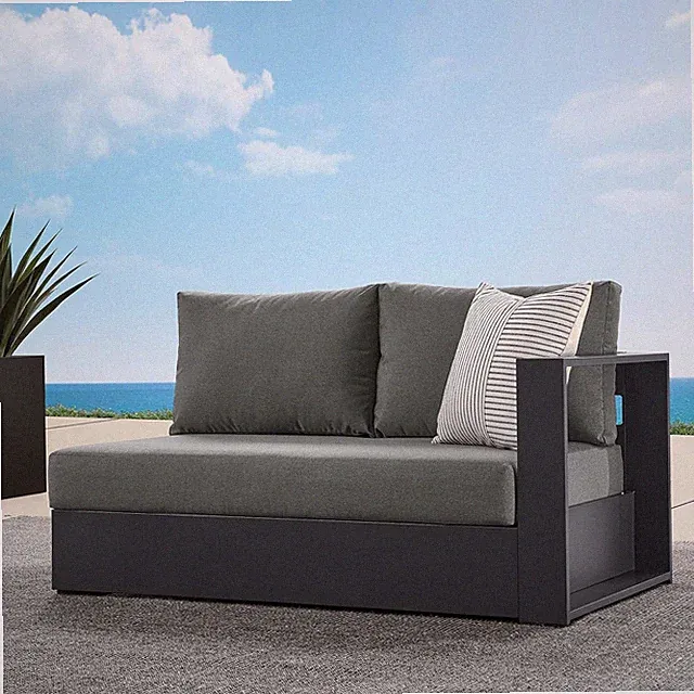 Tahoe Aluminum Modular Right-Facing Outdoor Patio Loveseat in Gray Charcoal with
