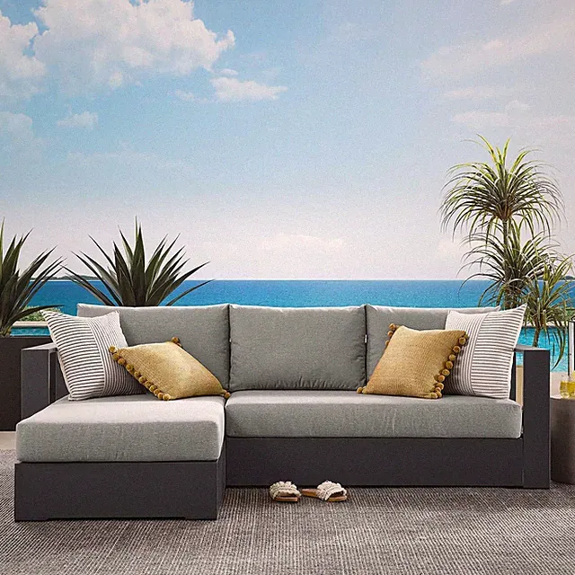 Tahoe Modular Aluminum 2-Piece Outdoor Patio Furniture Gray, Left-Facing Section