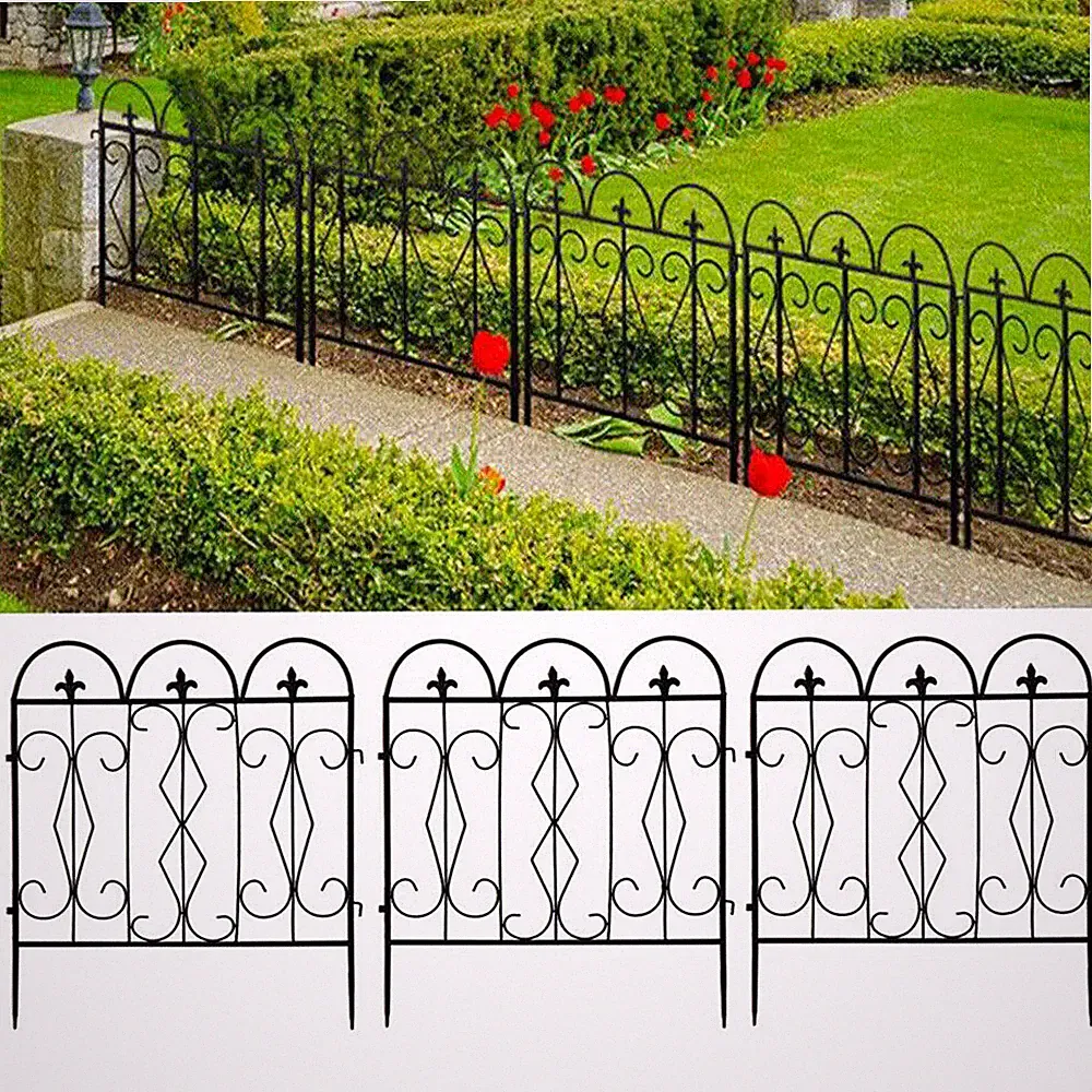 Tall Garden Fencing Rustproof Border Fence Edging Heavy Duty Metal Panels 5 Pack