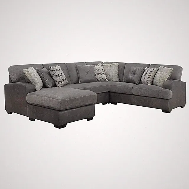 TAMPA - 4PC SECTIONAL -CHAISE - 9 PILLOWS - GRAY