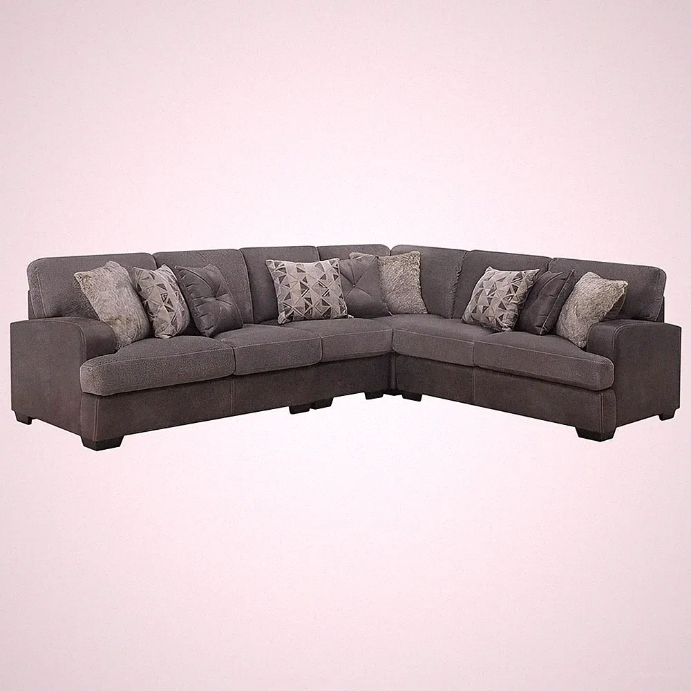 TAMPA - 4PC SECTIONAL - W / 6 PILLOWS - GRAY