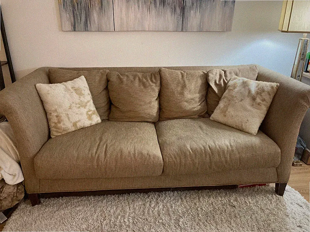 Tan Crate and Barrel 6 foot long Couch Sofa