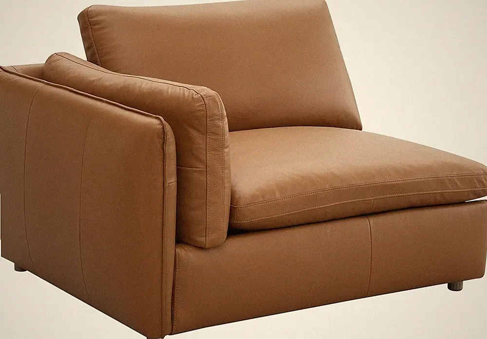 Tan Top Grain Leather Sectional Sofa - Brighton Contemporary Design