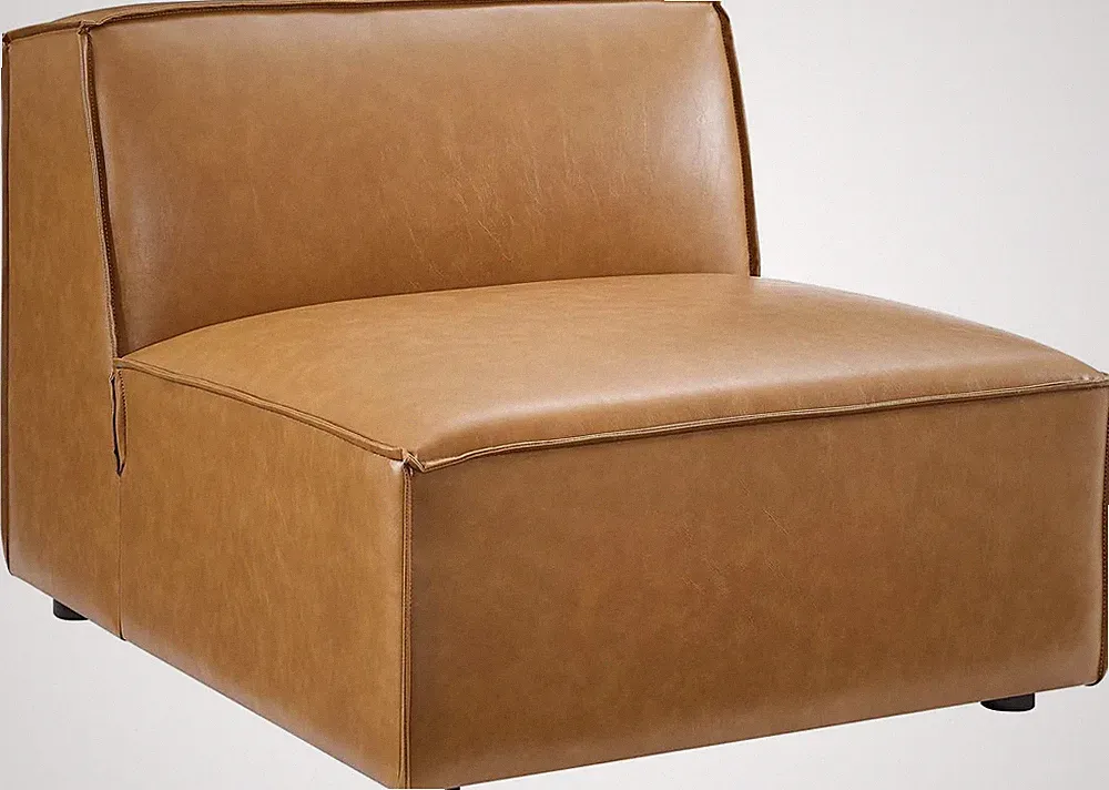 Tan Vegan Leather Armless Chair for Restore Sectional Sofa