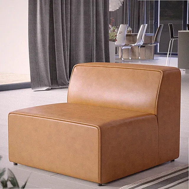 Tan Vegan Leather Armless Chair - Mingle Sectional Sofa Addition