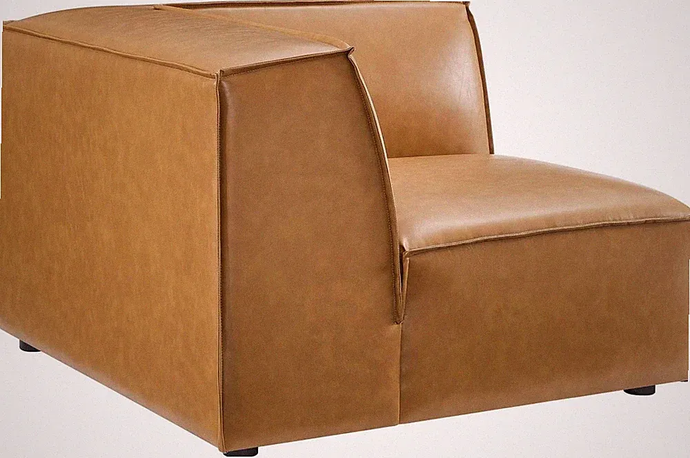 Tan Vegan Leather Corner Chair - Restore Sectional Sofa