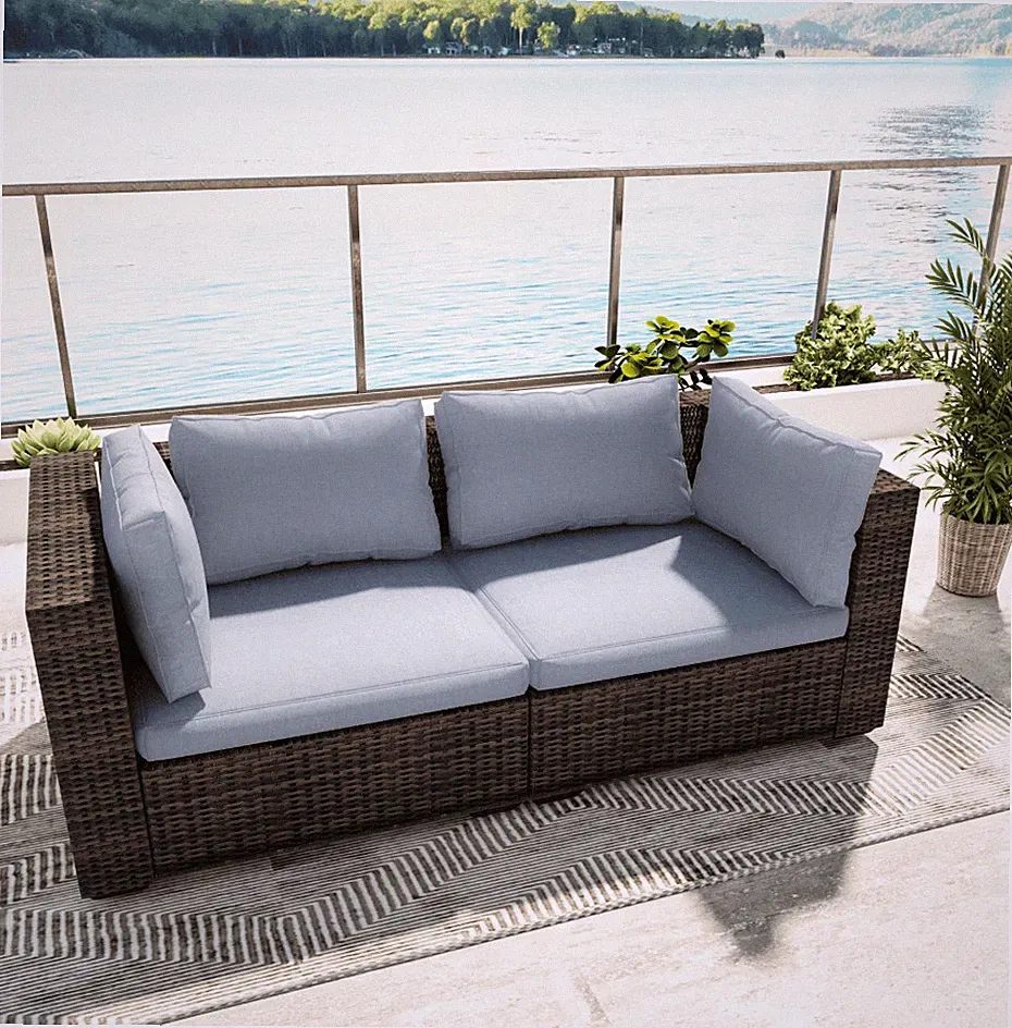 TANGJEAMER 2 Pieces All-Weather PE Rattan Sectional Sofa