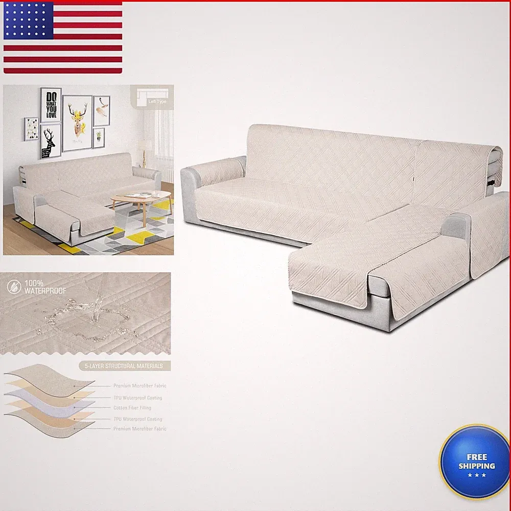TAOCOCO 100% Waterproof Sectional Couch Covers L Shaped Sofa Covers 3pcs Chaise