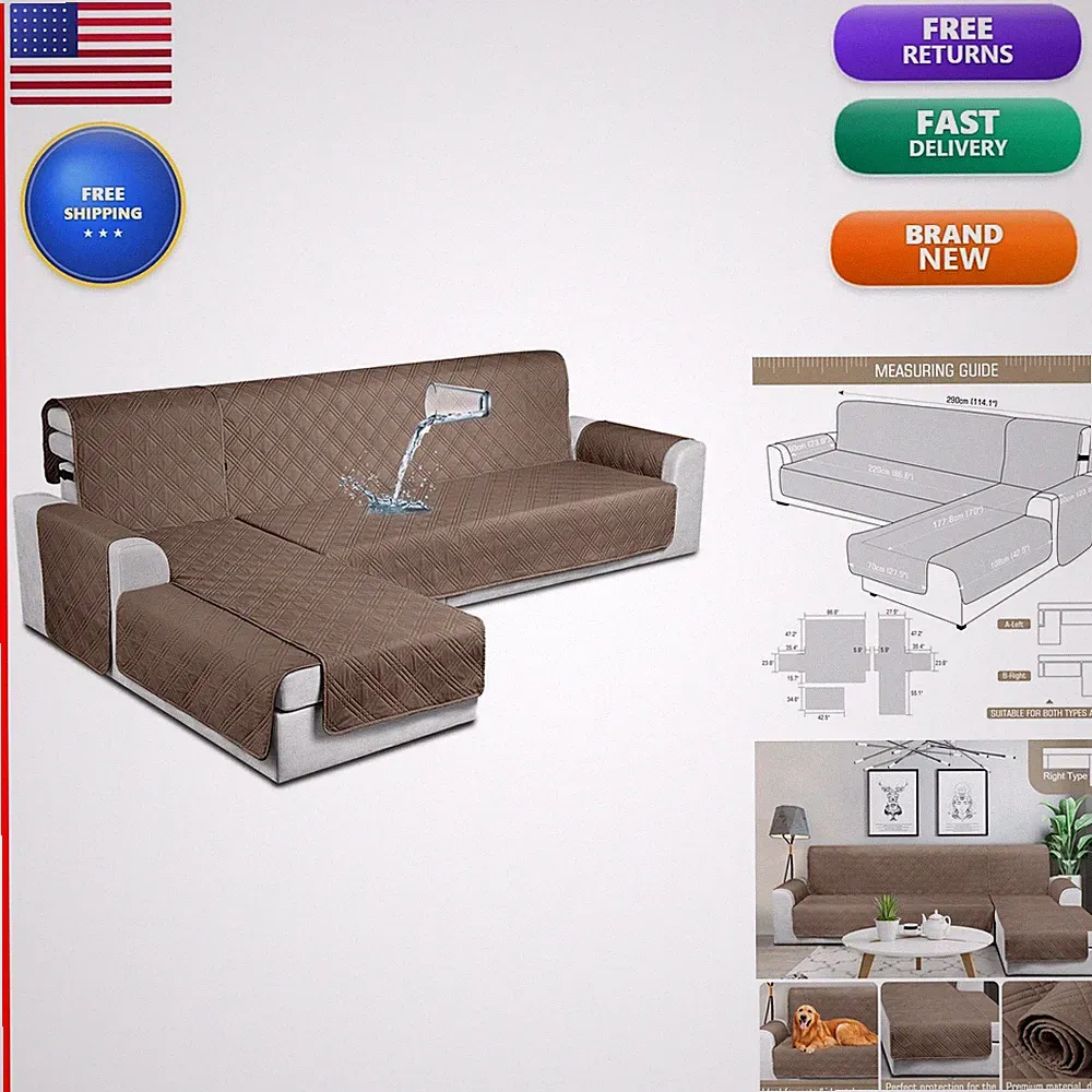TAOCOCO 3pcs L Shaped Sectional Sofa Covers X-Large Taupe