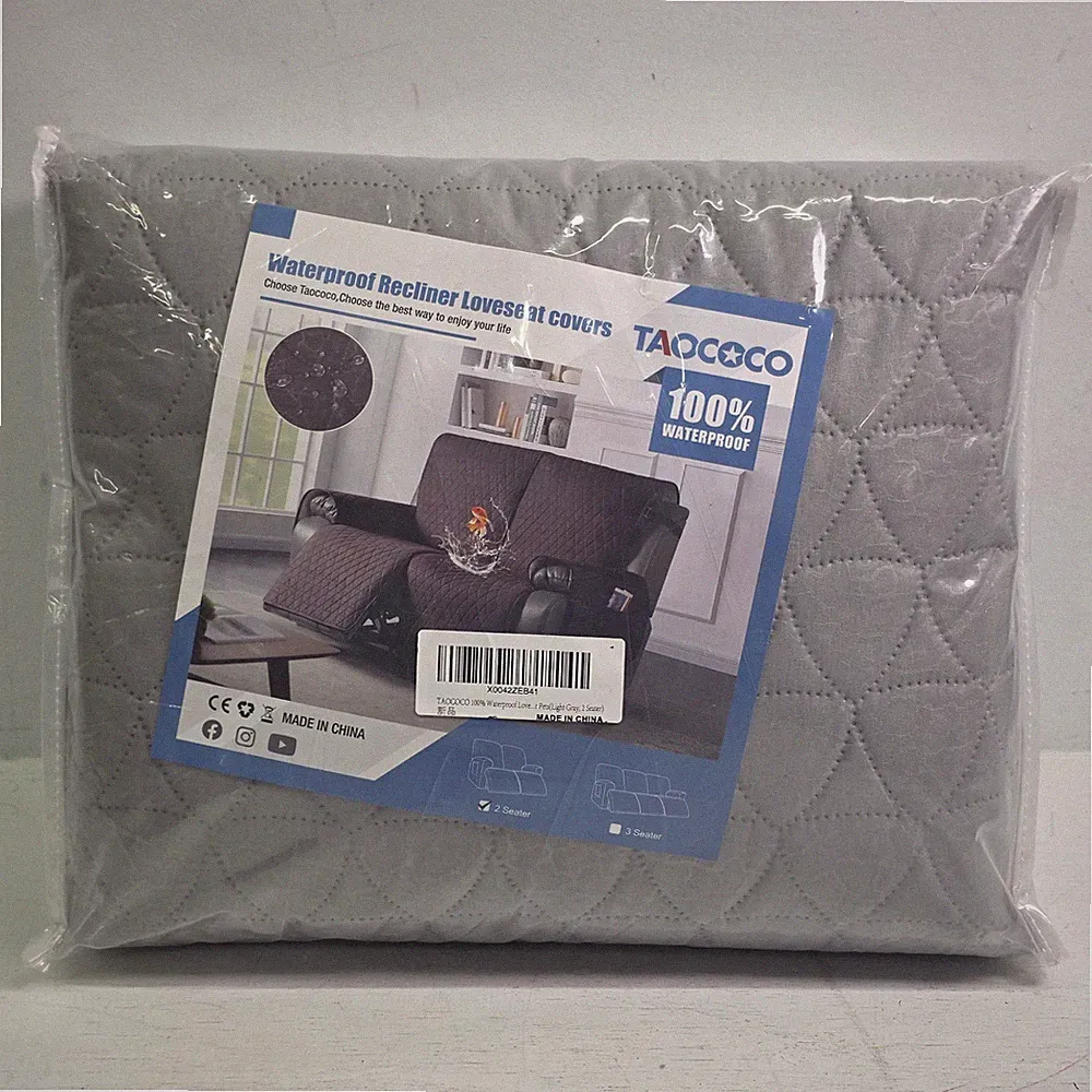 TAOCOCO Gray Loveseat Recliner Pet Cover W/ Console, Non-Slip Split Reclining