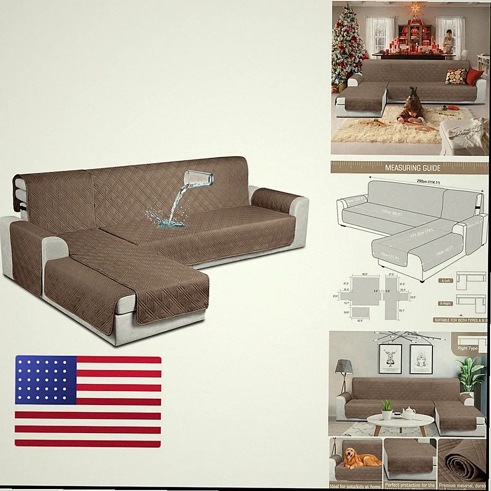 TAOCOCO Waterproof Sectional Sofa Covers 3pcs L Shaped Couch Covers Reversible