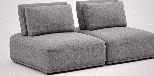 Tatiana Gray Chenille 2-Seater Modular Sofa with Adjustable Backrest