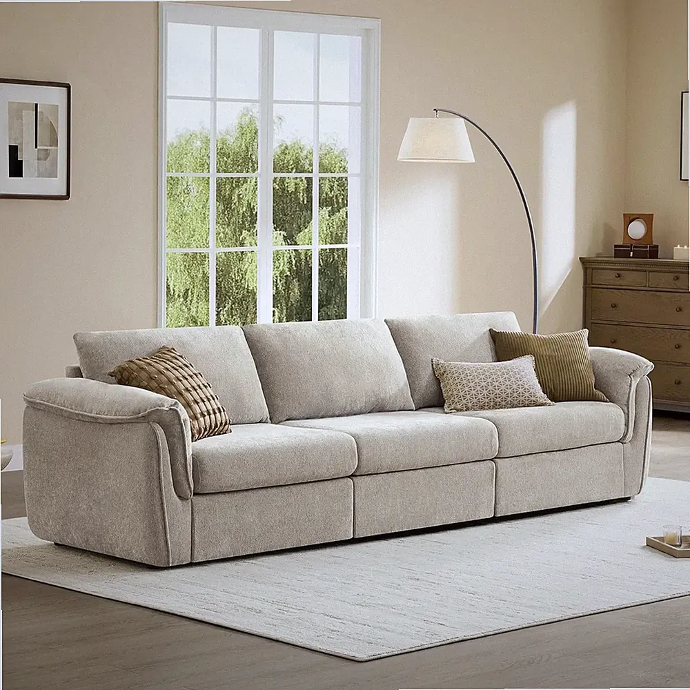 Taupe Extra Large Modular Sectional Sofa - Mid Century Modern Style