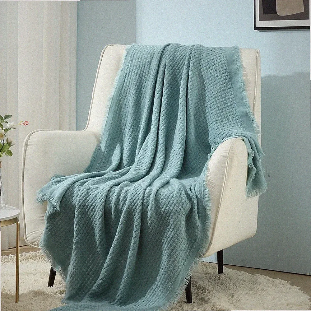 Teal Blue Knit Throw Blanket Couch Sofa Chair Bed Soft Warm 50x60 Inch Home