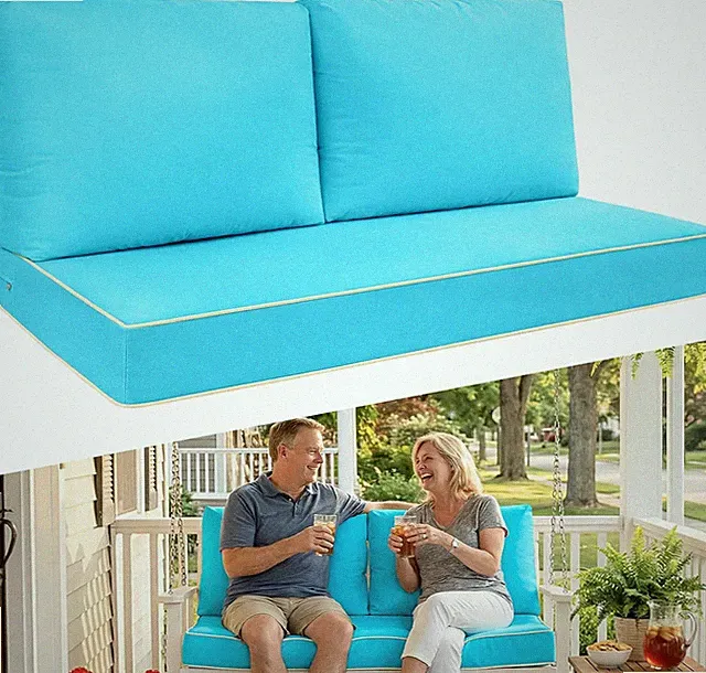 Teal Blue Outdoor Sofa Cushion Set - Plush Foam Pillows for Patio & Garden