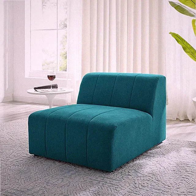 Teal Channel Tufted Armless Chair - Bartlett Upholstered Sectional