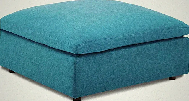 Teal Overstuffed Down-Filled Ottoman for Luxurious Comfort and Style