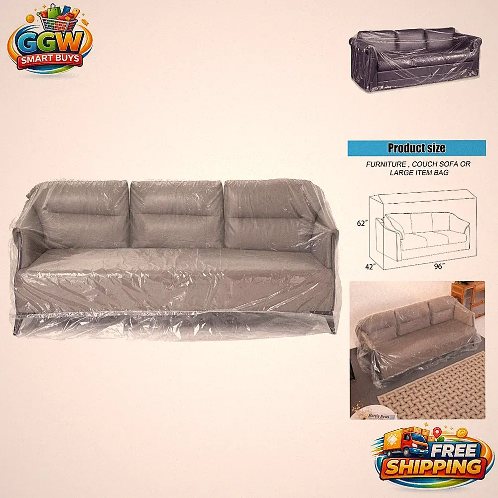Tear-Resistant Plastic Sofa Cover 96x42x62 - Ideal for Dust and Water Protection
