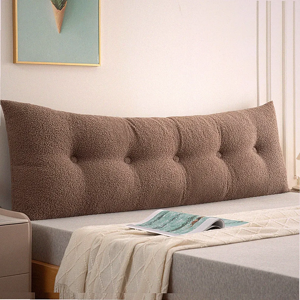 Teddy Velvet Headboard Pillow Plush Backrest Cushion for Winter Bed Sofa Support