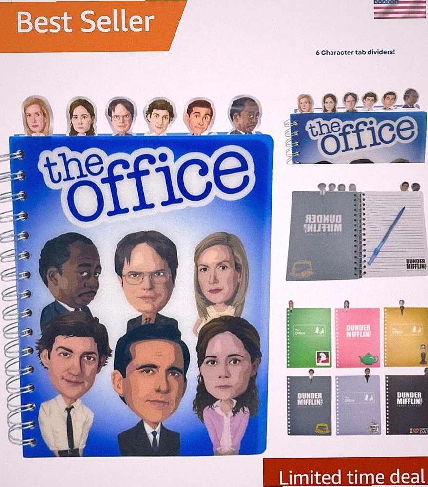 The Office Journal with Character Tabs, Spiral Binding and Flexible Plastic C...