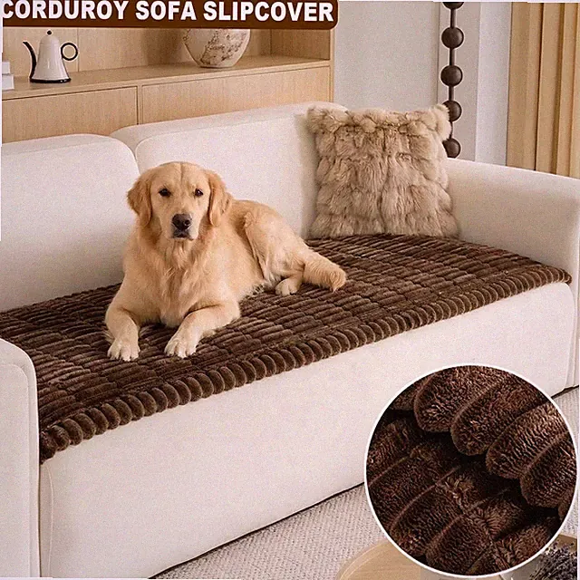 Thick Corduroy Couch Cover Non-Slip Pet Sofa Protector Quilted Cushion Mat