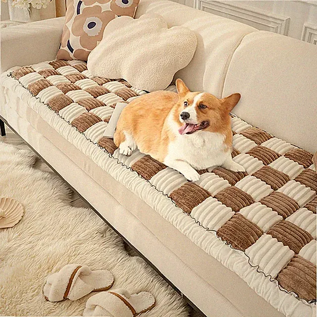 Thick Couch Covers Plaid Chair Cushions Pad Pet Sofa Windowsill Cover Protector