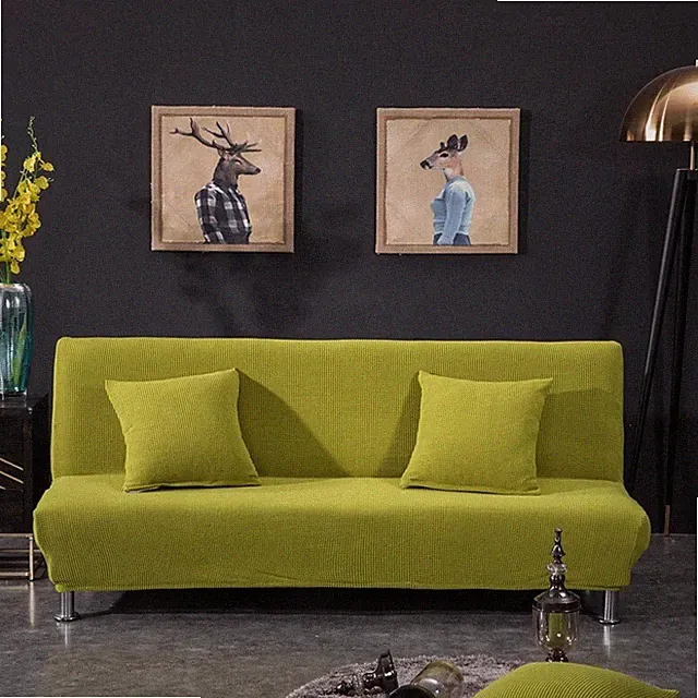 Thick Elastic Armless Sofa Bed Club Cover Slipcover Couch Protector Solid Color