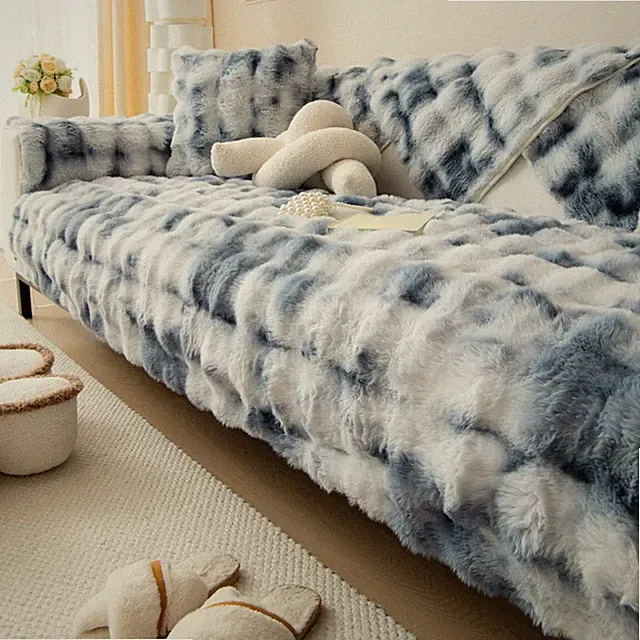 Thick Faux Fur Plush Sofa Cover Non-slip Slipcover Couch Cushion Cover Towel