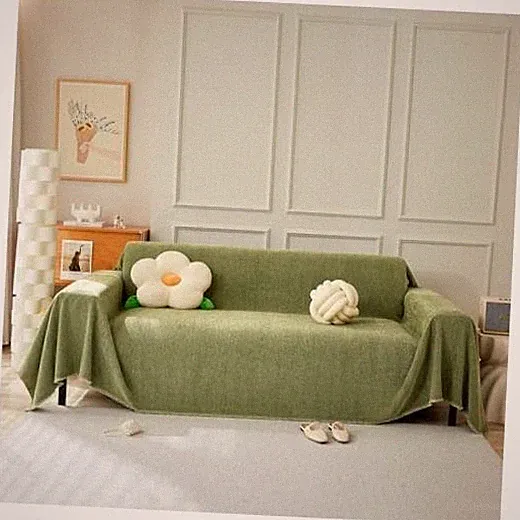 Thick Jacquard Green Sofa Large Size(71" X118") B-herringbone-matcha Green