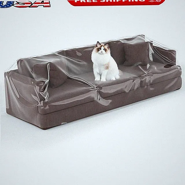 Thick Plastic Sofa Cover Waterproof Pet Proof Clear Furniture Protector New