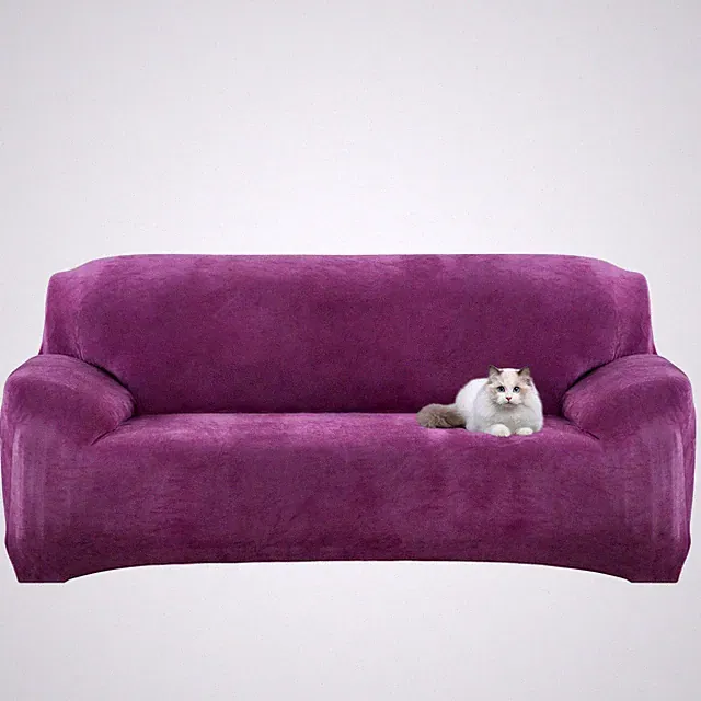Thick Plush Couch Cover Stretch Velvet Full Slipcover w/ Elastic Hem 1-4 Seater