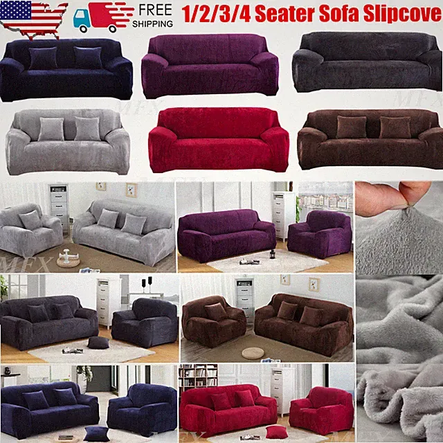 Thick Plush Stretch Sofa Covers for 1/2/3/4 Seater Sofa Slipcovers Couch Cover