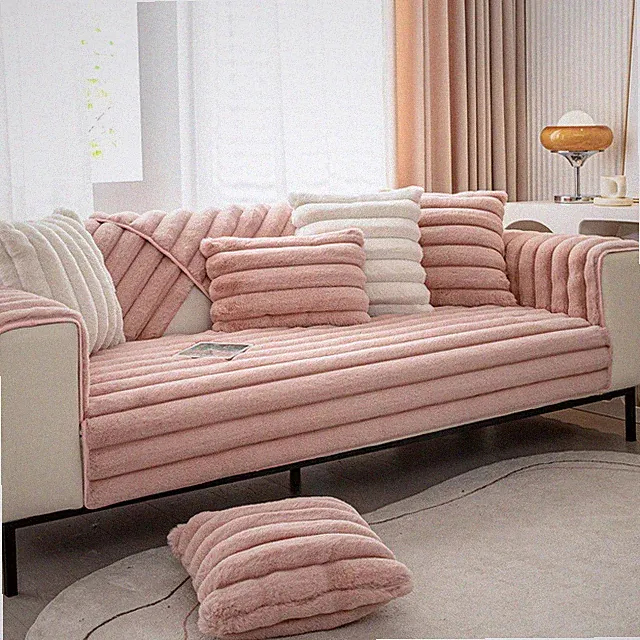 Thick Rabbit Plush Sofa Covers 1 2 3 Seater, Funny Fuzzy Sofa Cover