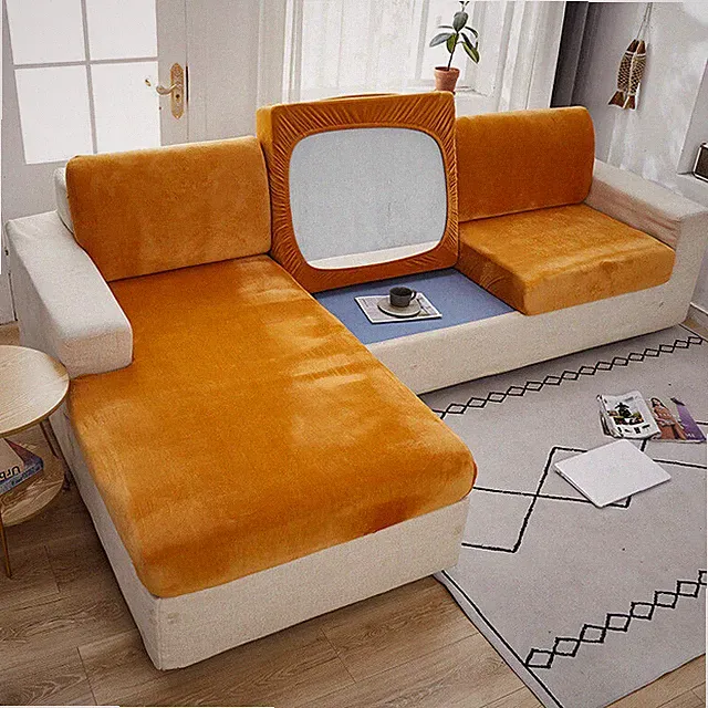 Thick Solid Soft Stretch Sofa Plush Slipcovers Velvet Sofa Seat Cushion Cover