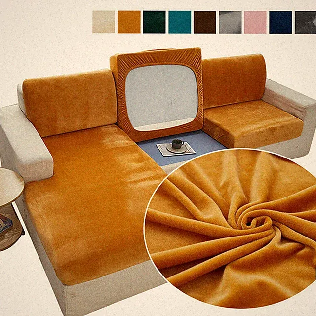 Thick Solid Soft Stretch Sofa Plush Slipcovers Velvet Sofa Seat Cushion Cover