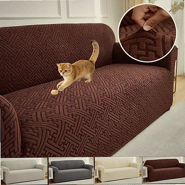 Thick Stretch Jacquard Sofa Cover 360° Couch Protection Anti-Slip Pet Friendly