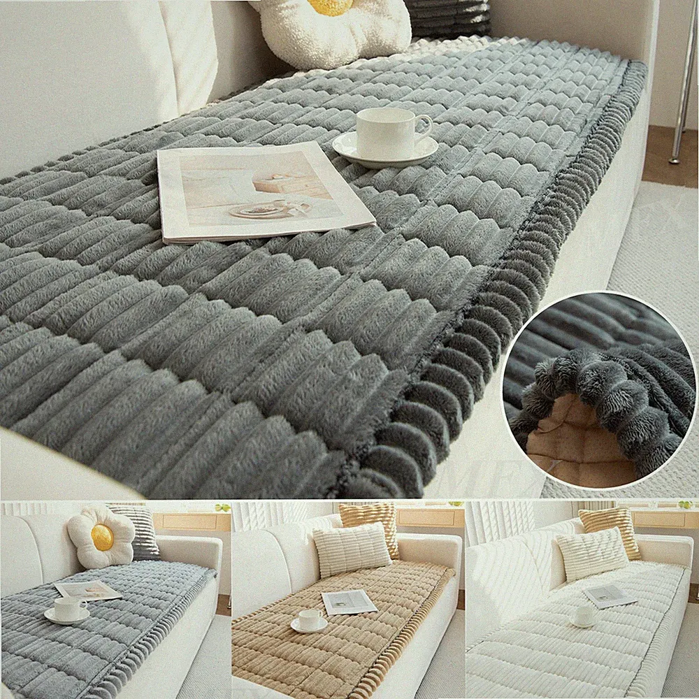Thicken Plush Sofa Cover Mat Non-Slip Pet Bed Couch Cover Cushion Slipcover US
