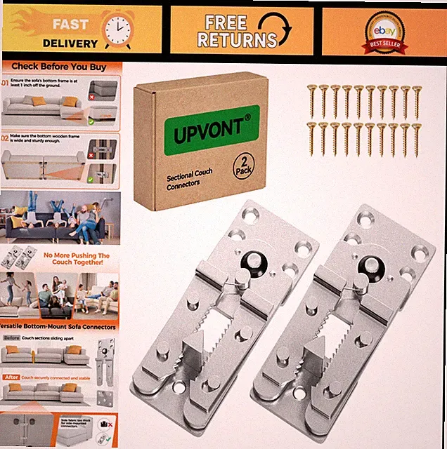 Thickened Interlocking Couch Connectors - 2 Pack with 20 Screws for Sectional St