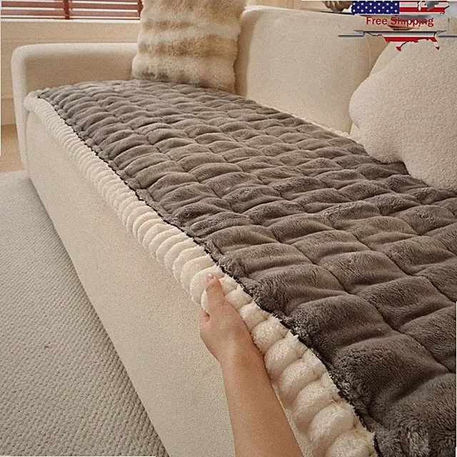 Thickened Plush Non-Slip Sofa Cover Pets Machine Washable Protector Durable New
