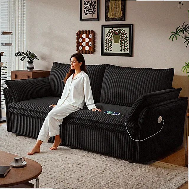 This is a multi-functional sofa with a 85-inch convertible sofa bed. It is in