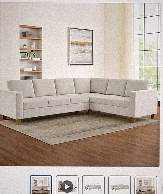 Thomasville Dillard Convertible Sleeper Sectional Sofa Light Gray Fabric