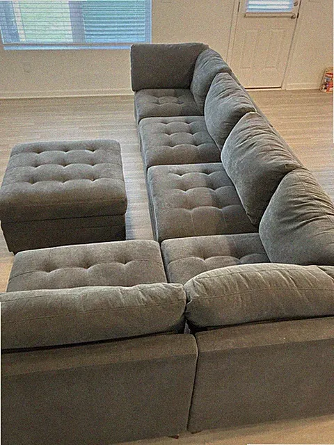 Thomasville Tisdale Blue 6 Piece Modular Fabric Sofa, Lightly Used