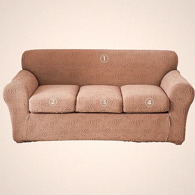 Three-piece leopard print jacquard elastic fabric armchair cover, including seat