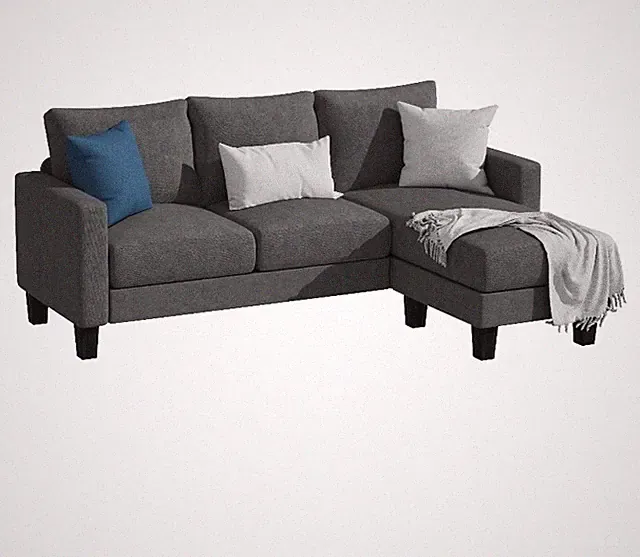 Three Seat Sofa Sectional Modern, dark grey, brand new.