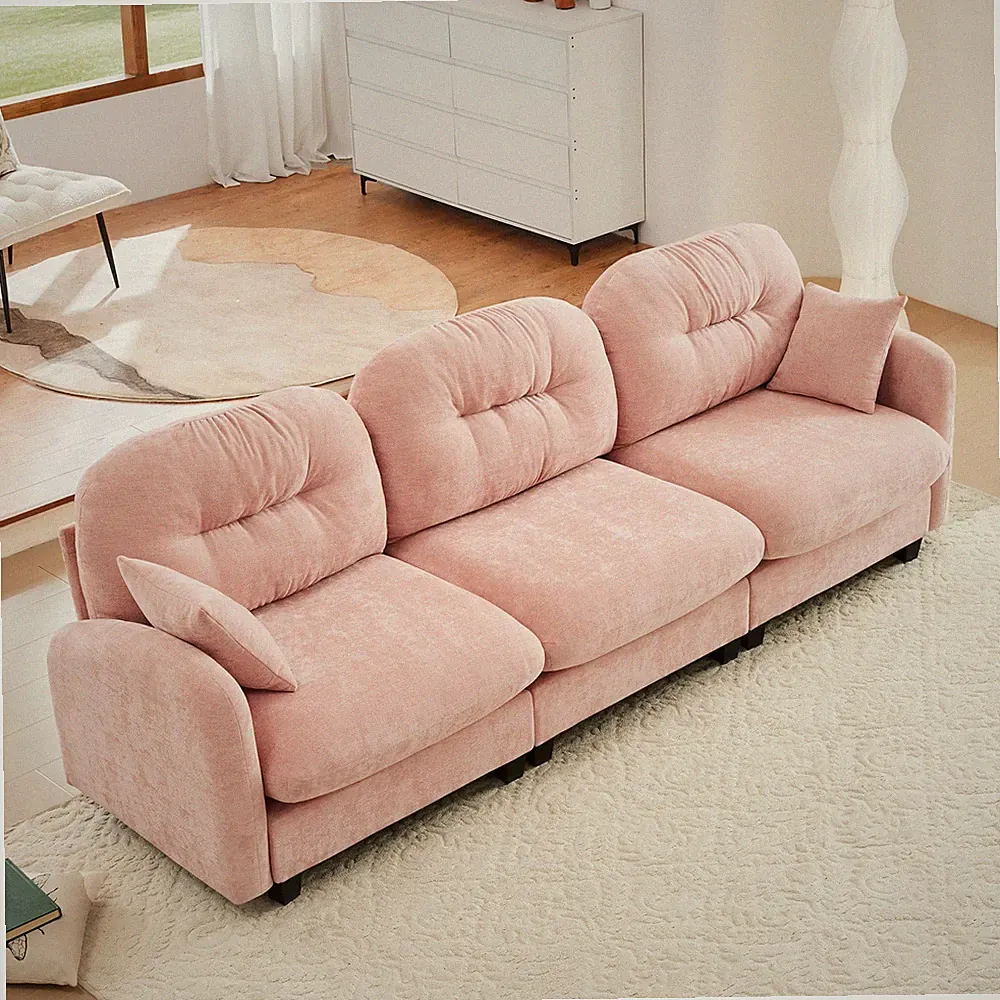 Three-Seate Modular Sectional Couch,Soft Chenille Fabric High-Density Foam,Qui