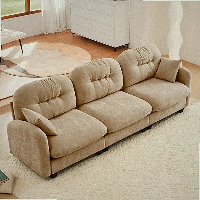 Three-Seate Modular Sectional Couch,Soft Chenille Fabric High-Density Foam,Quil