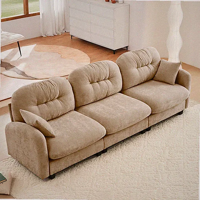 Three-Seate Modular Sectional Couch,Soft Chenille Fabric High-Density Foam,Quilt