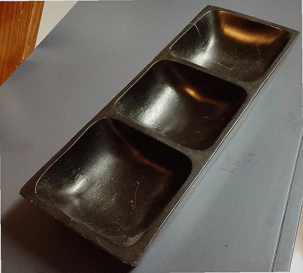 Threshold 3 Section Wood Divided Serving Tray Black Rectangular Food Platter