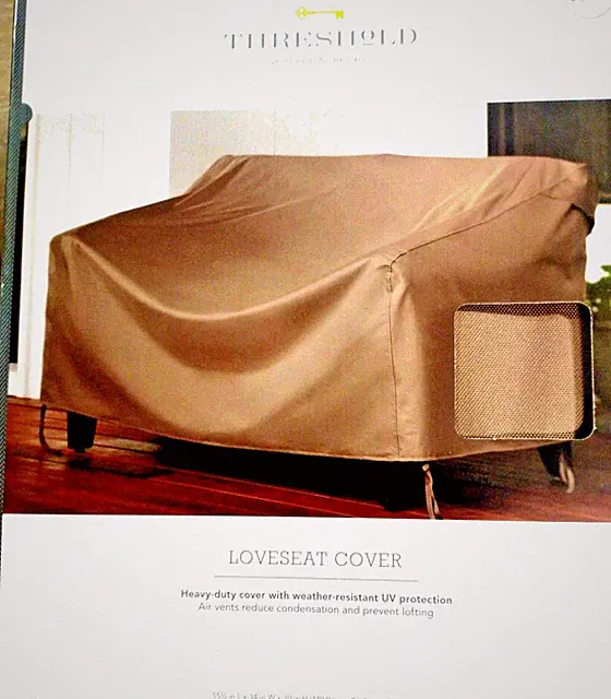Threshold Outdoor Loveseat Cover - Brown - with TieDown Straps for Windy Days
