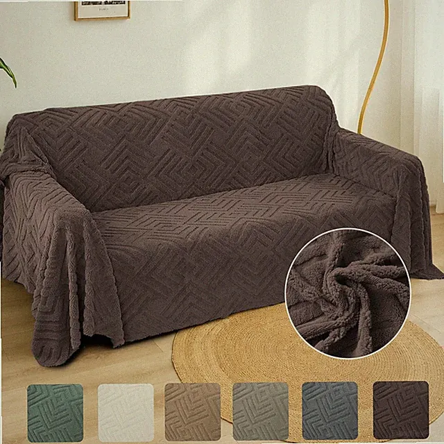 Throw Furniture Cover Blanket, Washable Slipcovers for 1/2/3 Cushion Couch Sofa